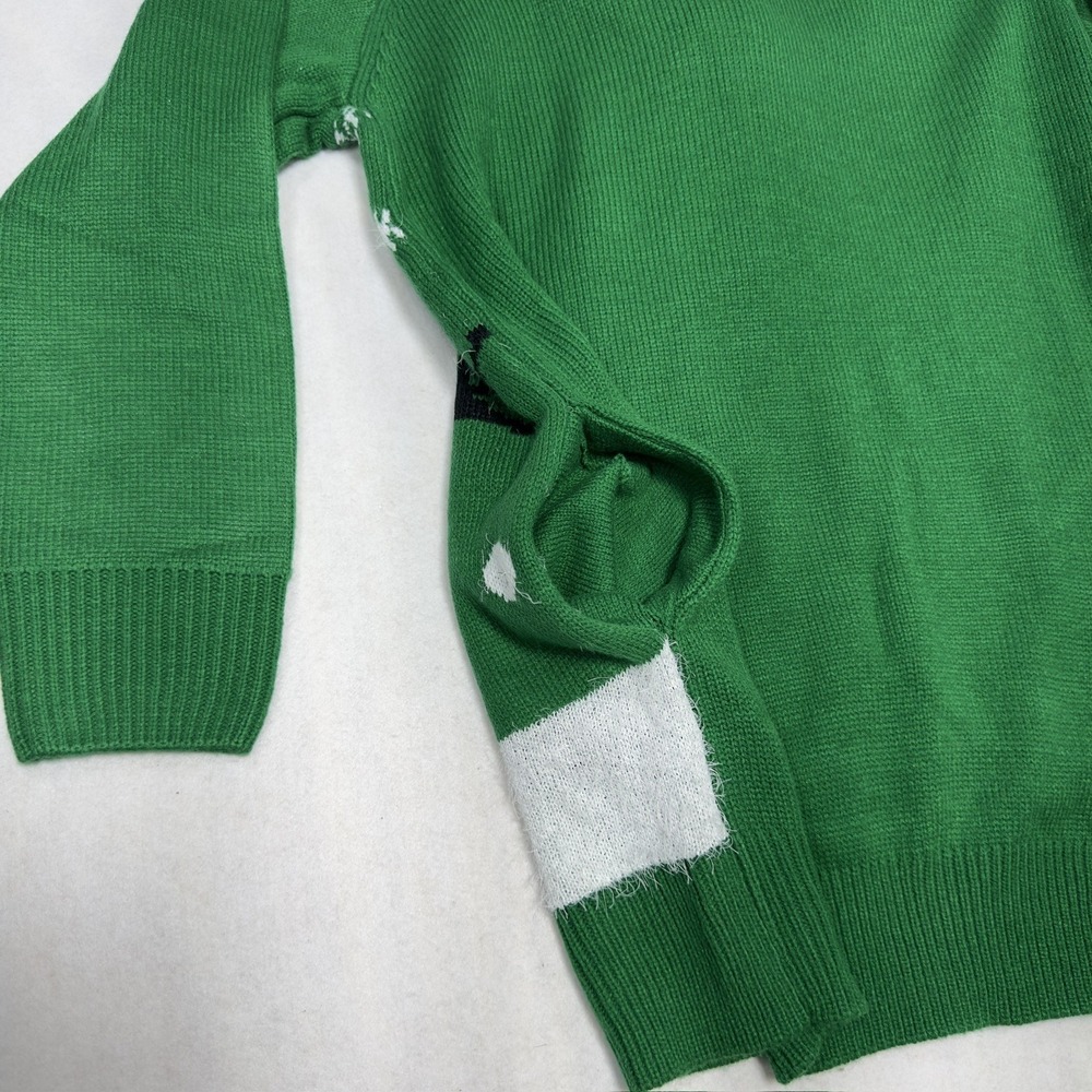 Women's Christmas Snowman Sweater Sz Small Green Buffalo Plaid 3D Pom Pom - Picture 4 of 9